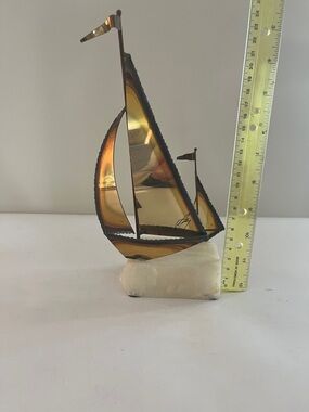 Vintage Brass 2 Sailboat Sculpture Accent - Gold Finish